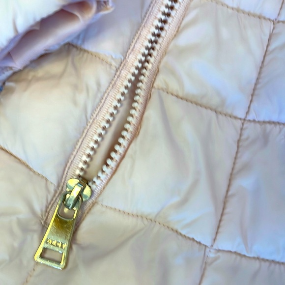 DKNY Sport Puffer Jacket Coat Faux Fur Lined Blush Pink Women’s Size Small - Picture 3 of 12